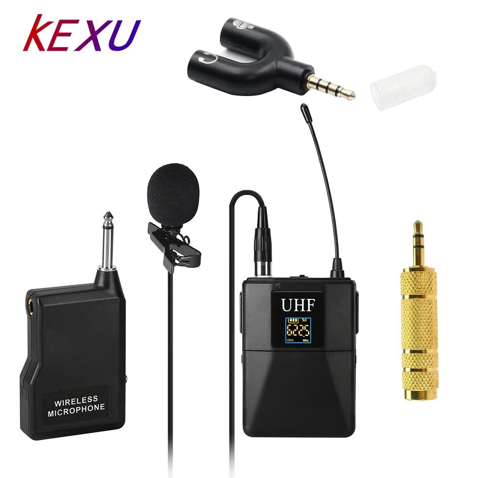 KEXU Профессиональный UHF беспроводной микрофон Система Lavalier лацкане приемник +