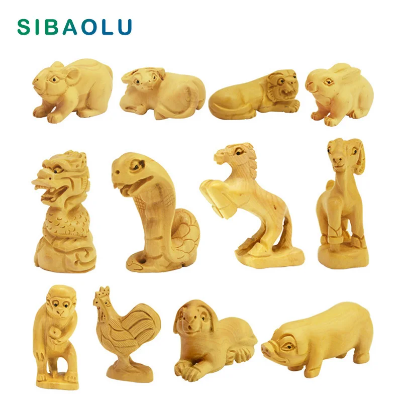Fengshui Китайский Зодиак деревянная фигурка животного мышь дракон змея лошадь овца