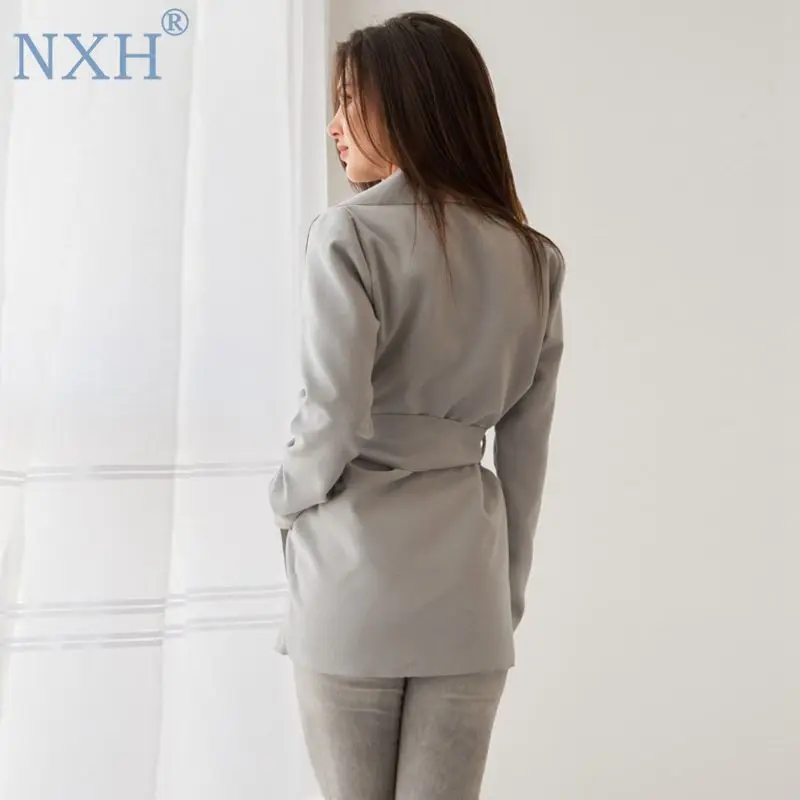 NXH new fashion women mid-long coat ladies coats wool jacket Suede cape windbreak cashmere Belt trench | Женская одежда