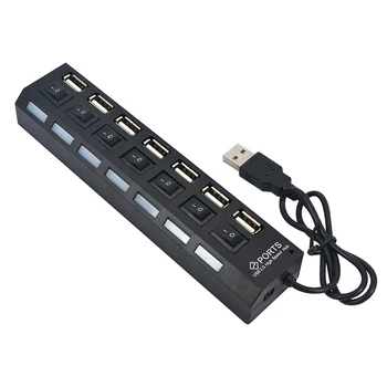 USB 허브 고속 멀티 스위치 USB 허브 2.0 어댑터, 7 포트 허브, 컴퓨터 노트북용, 휴대용 USB 스플리터