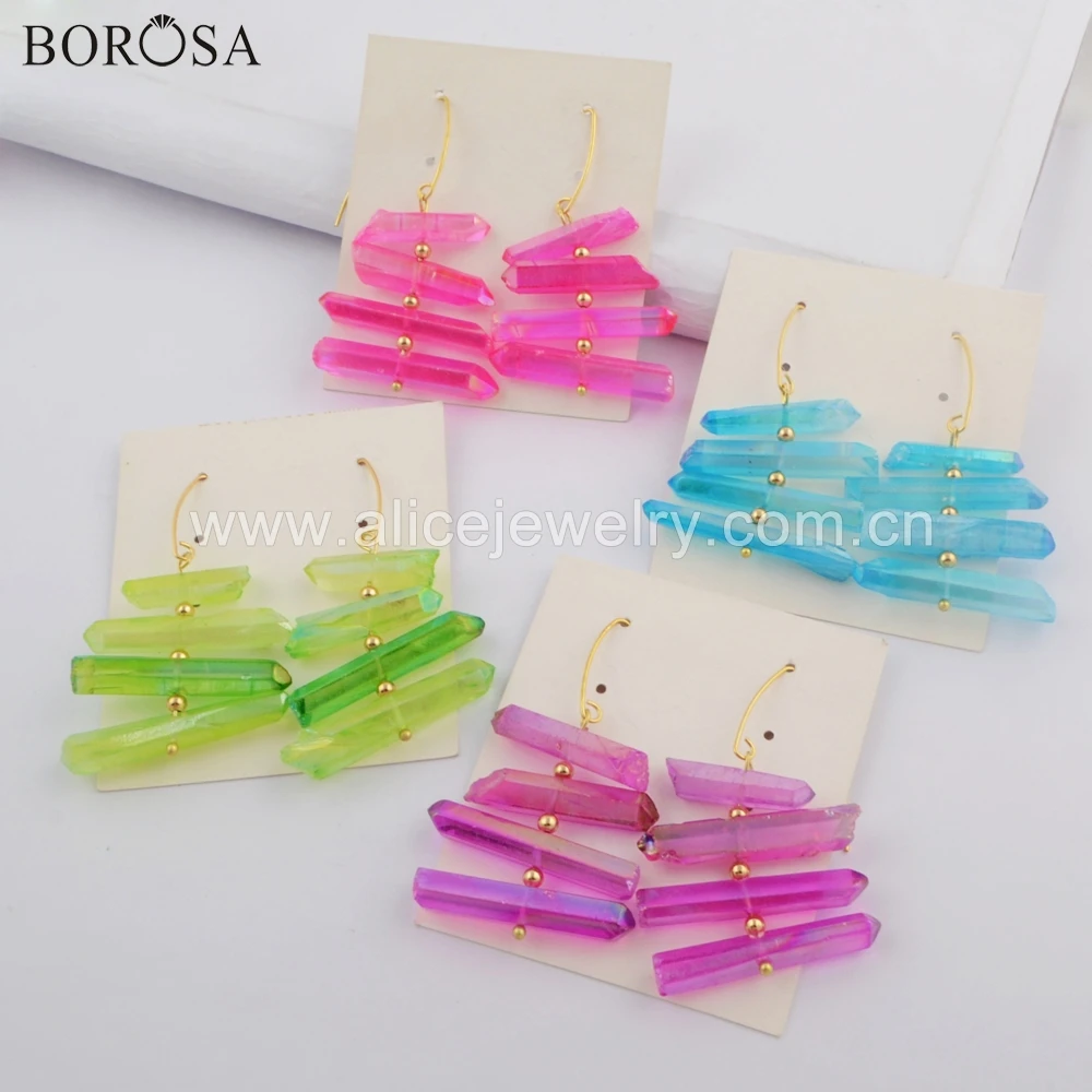 BOROSA 5Pairs Trendy Aura Quartz Titanium Rainbow Crystal Earrings Fashion Colorful Drop Earrings Female Jewelry G1756
BOROSA 5Pairs Trendy Aura Quartz Titanium Rainbow Crystal Earrings Fashion Colorful Drop Earrings Female Jewelry G1756