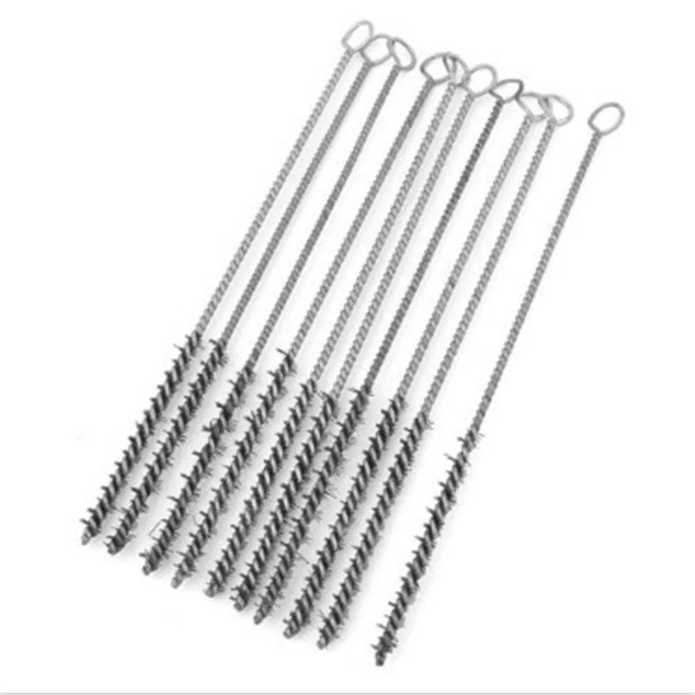 10 Pcs 22cm Long 8mm Diameter Steel Wire Tube Brush Cleaning Tool