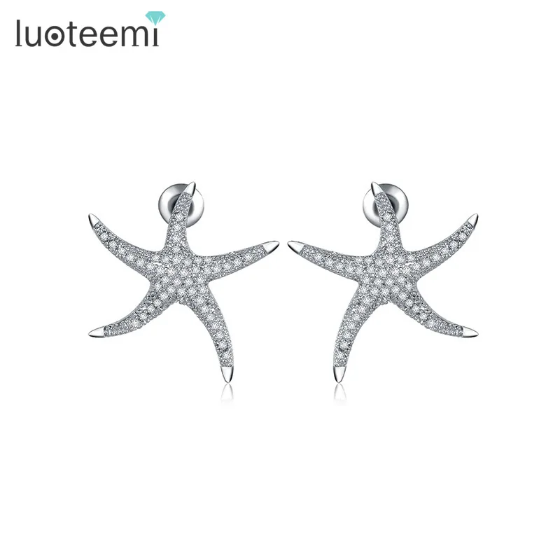 LUOTEEMI New Fashion Stock Arrival Luxury Full Sparkling Cubic Zirconia Micro Paved Star Starfish Stud Earrings For Women
LUOTEEMI New Fashion Stock Arrival Luxury Full Sparkling Cubic Zirconia Micro Paved Star Starfish Stud Earrings For Women