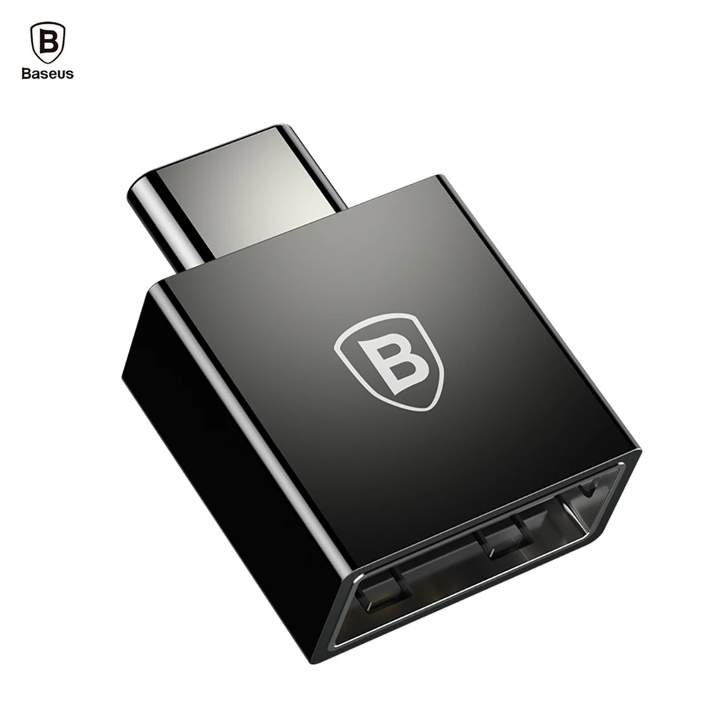 Baseus изысканный type-C Мужской к USB Женский адаптер OTG конвертер Черный 2.4A