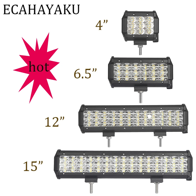 Трехрядный светодиодный светильник ECAHAYAKU с высокой интенсивностью 4 "27W 6,5" 54W 12 "108W 15" 135W, рабочий светильник для внедорожников
Трехрядный светодиодный светильник ECAHAYAKU с высокой интенсивностью 4 "27W 6,5" 54W 12 "108W 15" 135W, рабочий светильник для внедорожников