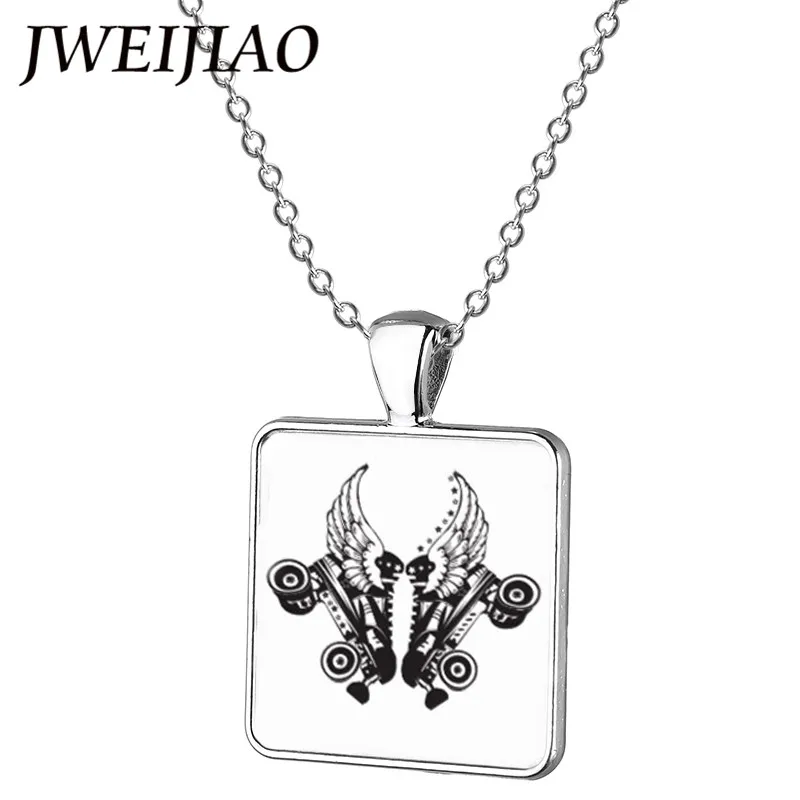 JWEIJIAO Fashion Skateboard Shoes/ Roller Skates/Ice Skate Pendant Necklace Square Charms Sweater Chain Gift ST66 | Украшения и