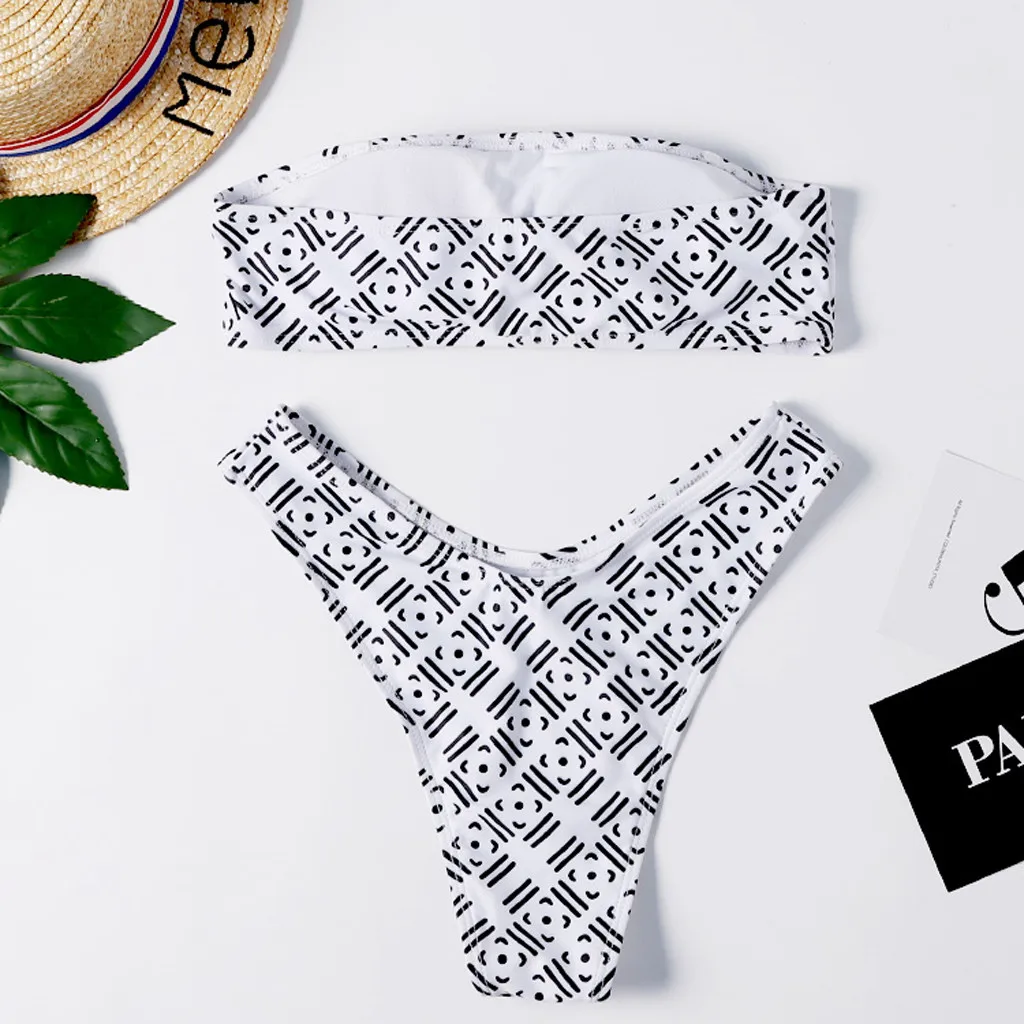 Swimwear Women 2019 Push Up Swimsuit Plus Size Beachwear Bikini Fashion Outdoor Sports Sexy Beach Summer Print Stripe Set | Спорт и