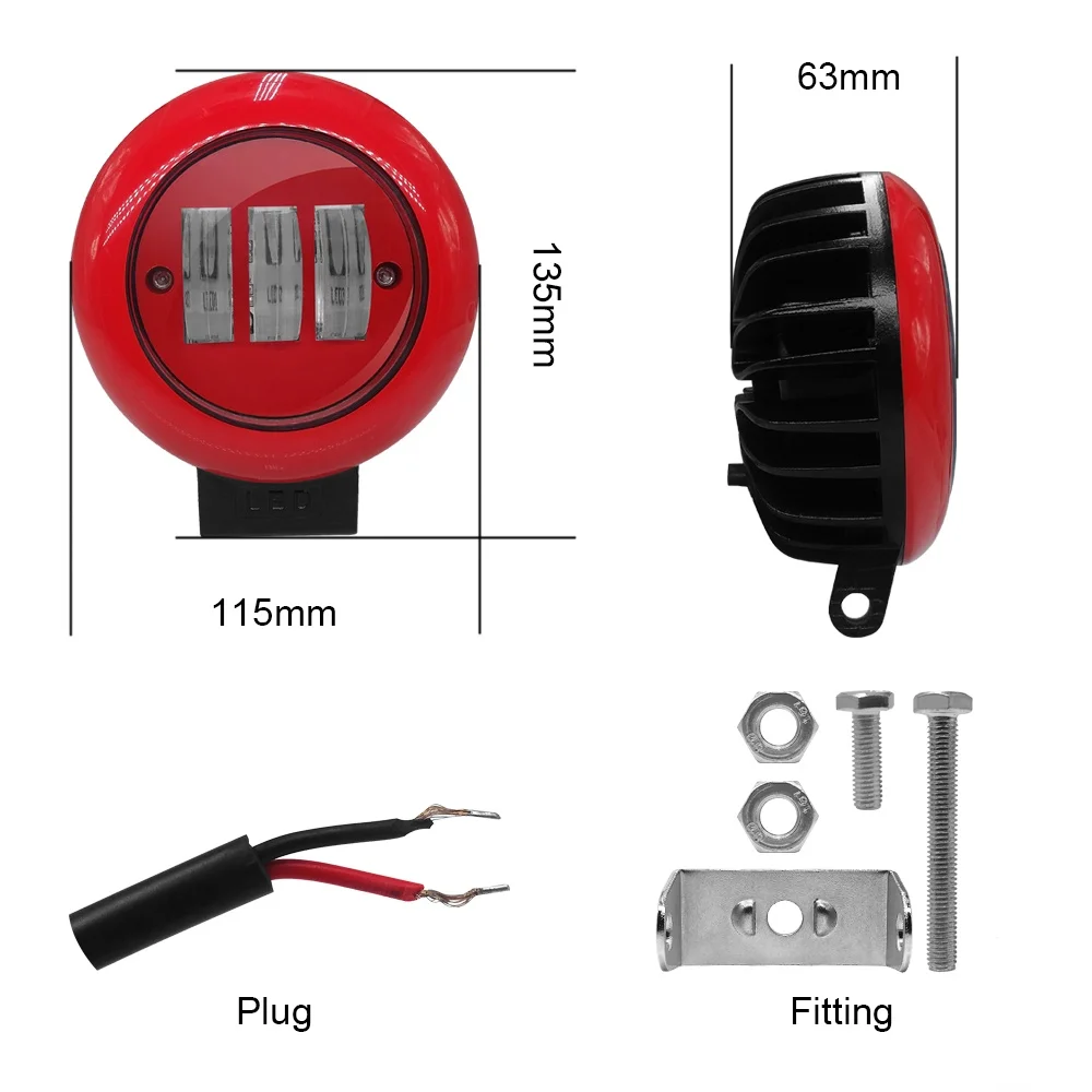 Car LED 30W Work Light 6000K 4000LM Red Round LED Offroad Light Lamp Worklight for Off-road Vehicle Truck Train Boat
Car LED 30W Work Light 6000K 4000LM Red Round LED Offroad Light Lamp Worklight for Off-road Vehicle Truck Train Boat