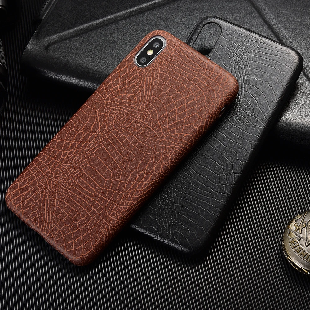 Роскошный чехол для телефона винтажный Чехол iPhone 11 Pro 7 8 6 Plus текстура крокодила XR