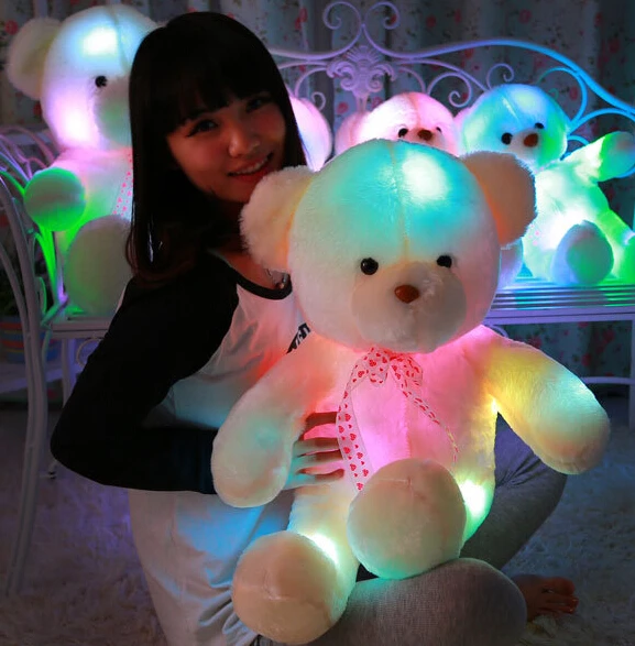 Dropshipping Romantic Colorful Flashing LED Night Light Luminous Stuffed Plush Toys Teddy Bear Doll Lovely Gifts for Kids | Игрушки и