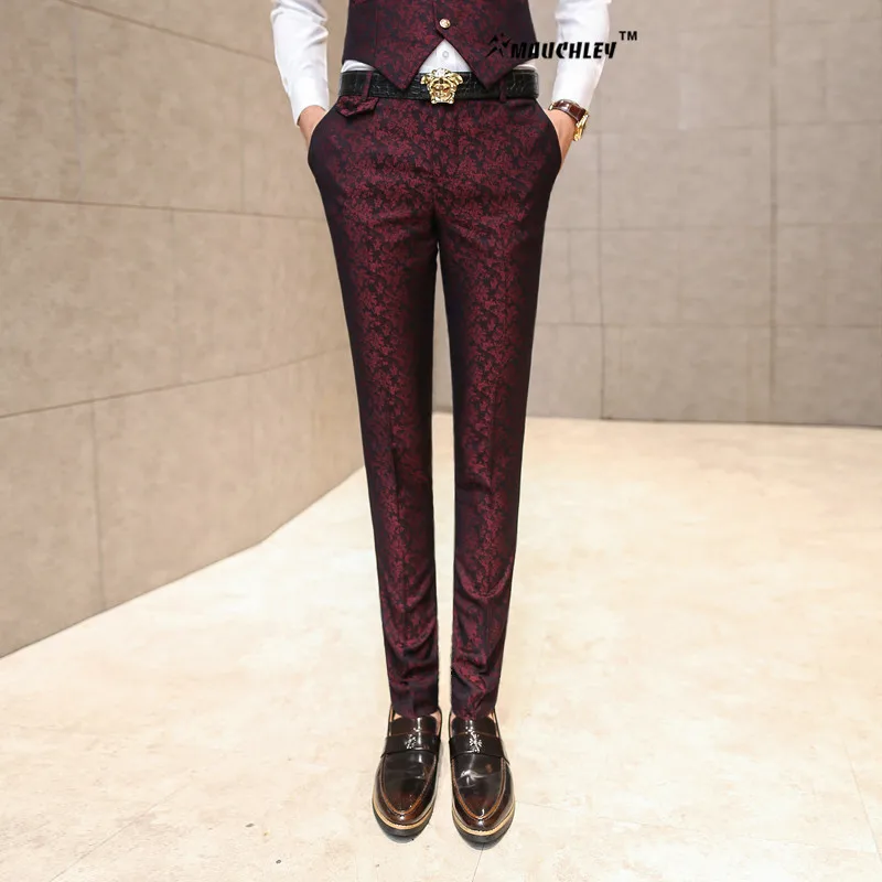 Formal Pants For Men Wedding Prom Mens Dress Pants Slim Fit Floral Dobby Design Trousers Party Burgundy Perfume Masculino 2018
Formal Pants For Men Wedding Prom Mens Dress Pants Slim Fit Floral Dobby Design Trousers Party Burgundy Perfume Masculino 2018