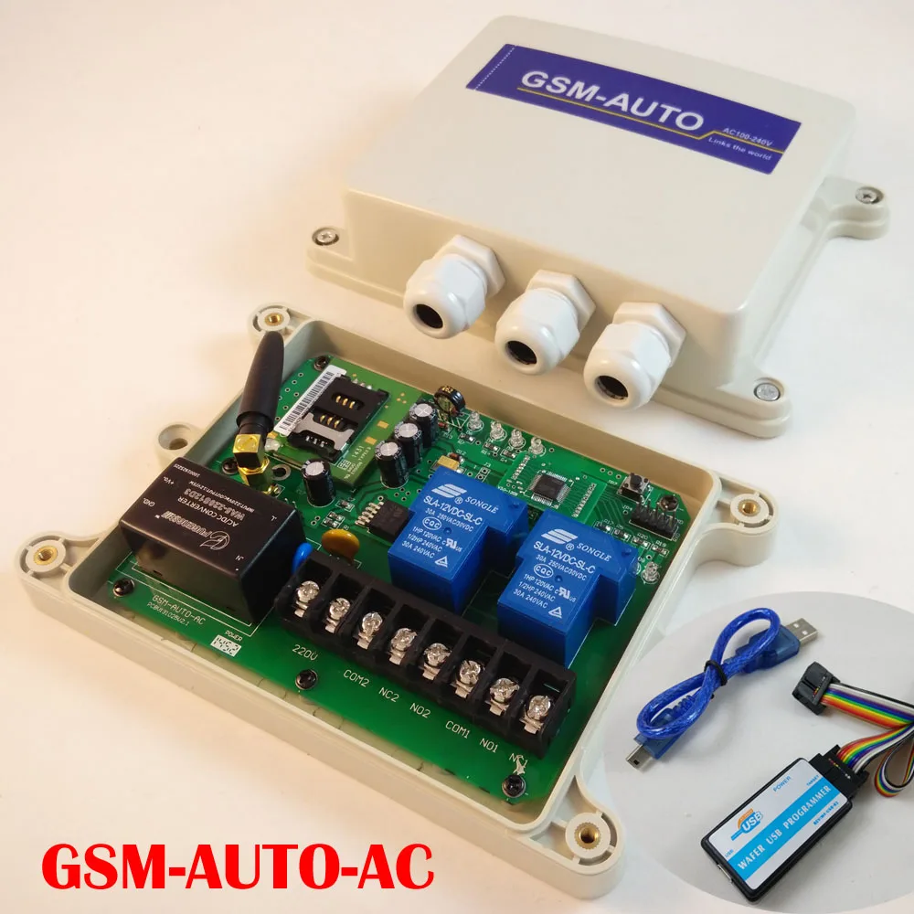 Double big power relay output GSM remote control switch box (Type: GSM-AUTO AC type)
Double big power relay output GSM remote control switch box (Type: GSM-AUTO AC type)
