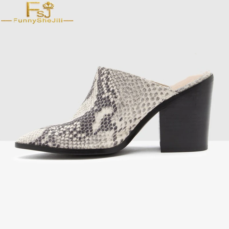 FSJ Grey Snakeskin Print Square Heek Slingback Women Slippers Casual Pointed Toe Slip on Ladies Summer Shoes 2021 Size 4-16 US
FSJ Grey Snakeskin Print Square Heek Slingback Women Slippers Casual Pointed Toe Slip on Ladies Summer Shoes 2021 Size 4-16 US