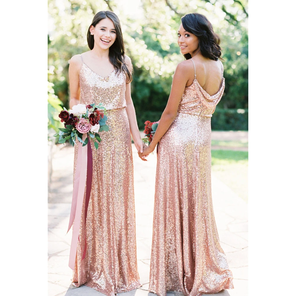 2019 Sparkly Champagne Sequin Bridesmaid Dresses Spaghetti Strap Floor Length Elegant Long Wedding Party Dress Robe De Soiree
2019 Sparkly Champagne Sequin Bridesmaid Dresses Spaghetti Strap Floor Length Elegant Long Wedding Party Dress Robe De Soiree