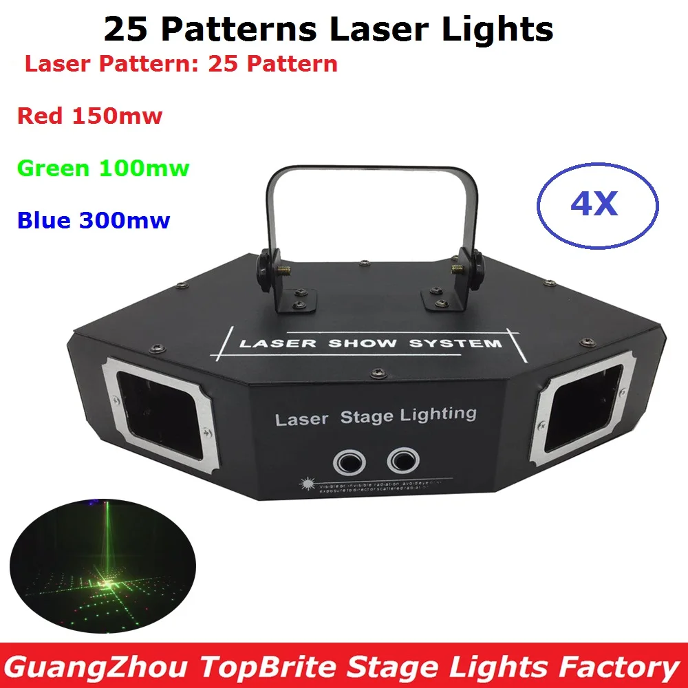 Dj лазерные сценические огни 25 узоров RGB полноцветные прожекторы 550 мВт LED