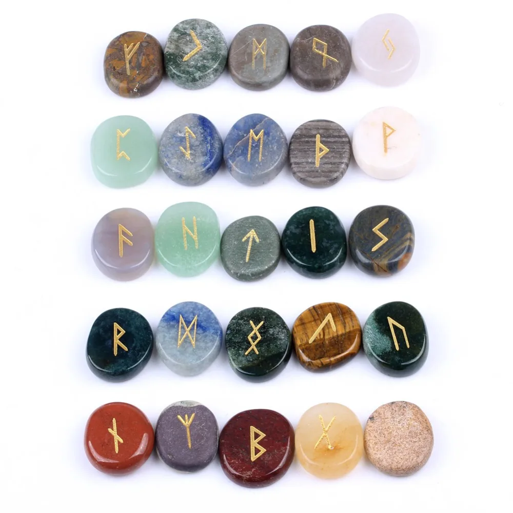 Natural Engraved Rune Stones Set Chakra Healing Gemstones Craft Feng Shui Decoration 25pcs Set with Velvet Bag EN0275SY
Natural Engraved Rune Stones Set Chakra Healing Gemstones Craft Feng Shui Decoration 25pcs Set with Velvet Bag EN0275SY