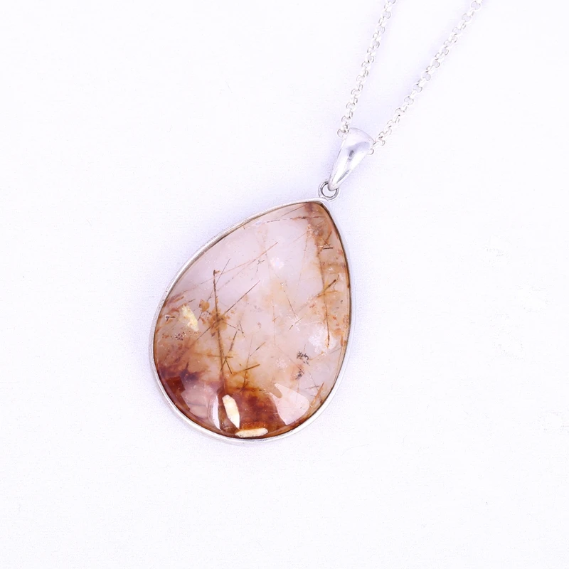 Natural Stone Gold Rutilated Quartz Water Drop Shape 925 Sterling Silver Jewelry Pendant Gem Gift 40x30x8mm 20.28g
Natural Stone Gold Rutilated Quartz Water Drop Shape 925 Sterling Silver Jewelry Pendant Gem Gift 40x30x8mm 20.28g