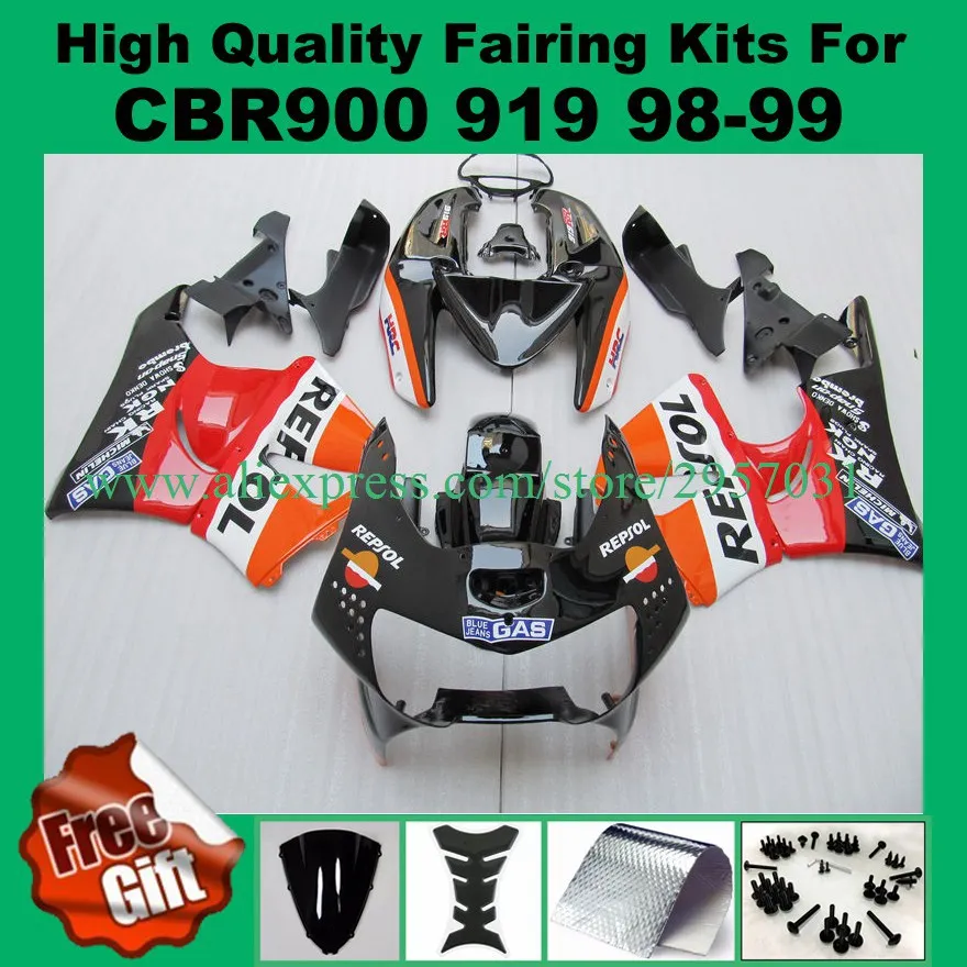 Free screws+gifts Fairing kit for HONDA CBR900RR 919 98 99 CBR 900RR CBR900 1998 1999 ABS Red Orange REPSOL Fairings set
Free screws+gifts Fairing kit for HONDA CBR900RR 919 98 99 CBR 900RR CBR900 1998 1999 ABS Red Orange REPSOL Fairings set