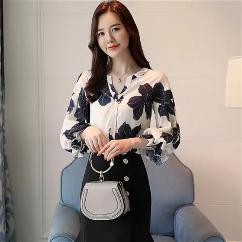 2020 Spring Autumn Female Fashion Three Quarter Print T-shirt Tops T-shirts for Women Loose Elegant Sweet Summer Clothing B0112 | Женская