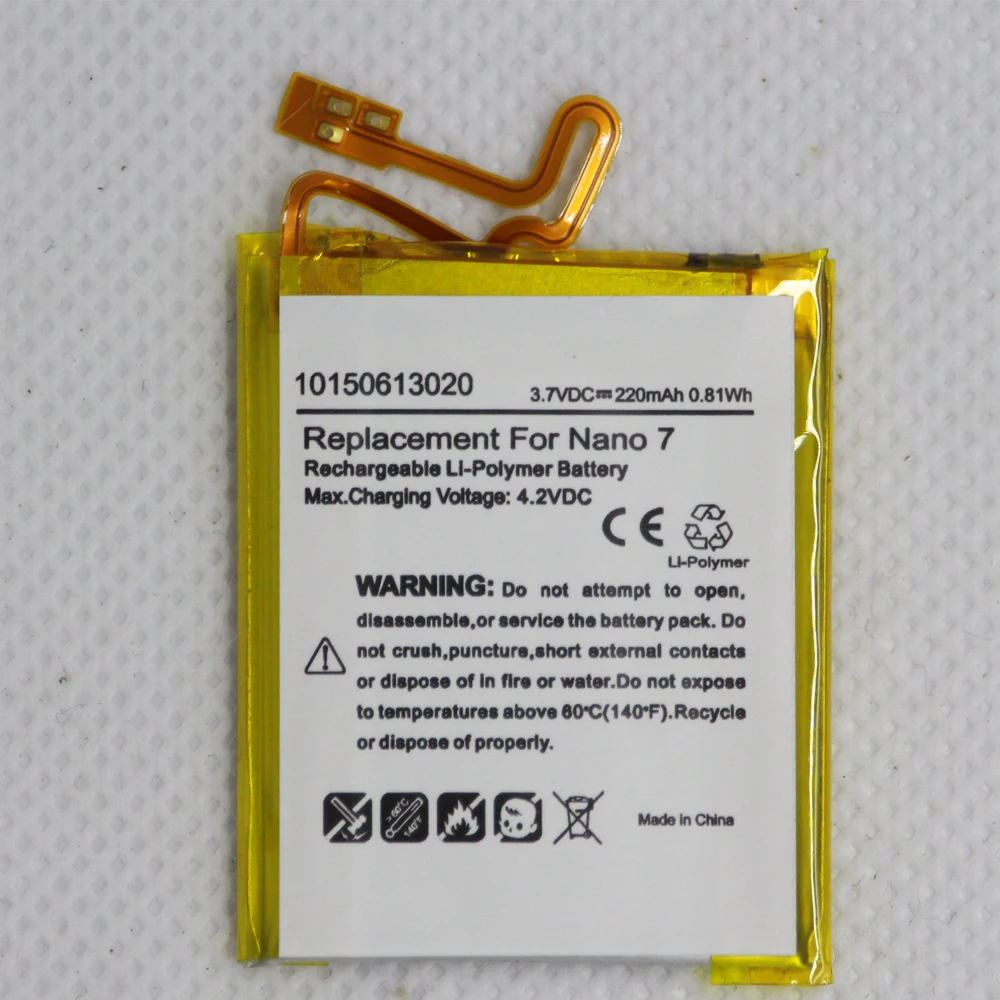 

20pcs/lot Internal Li-ion battery for iPod Nano 7 7th Gen 220mAh replacement Li-polymer Battery