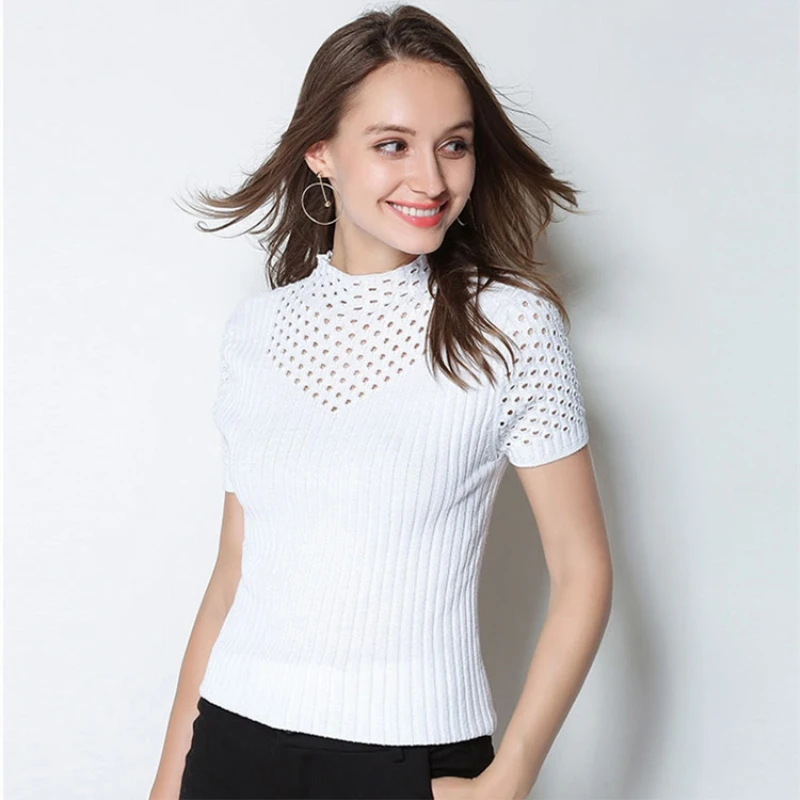 Short Sleeve Pullovers Women 2018 New Designer Cashmere Wool Turtleneck Solid Sweaters multicolor Sexy Knitwear Knitted Jumpers
Short Sleeve Pullovers Women 2018 New Designer Cashmere Wool Turtleneck Solid Sweaters multicolor Sexy Knitwear Knitted Jumpers