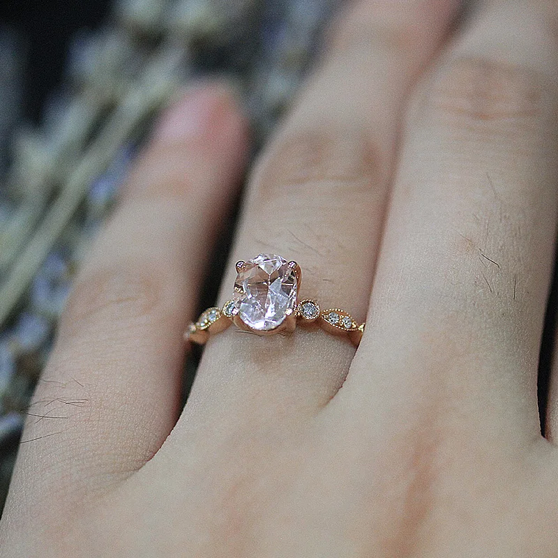 DUPUY 14k Rose Gold Engagement Ring 6*8mm1.4ct Oval Cut Diamond Wedding Ring Classic Morganite Gemstone Female Ring D180221
DUPUY 14k Rose Gold Engagement Ring 6*8mm1.4ct Oval Cut Diamond Wedding Ring Classic Morganite Gemstone Female Ring D180221