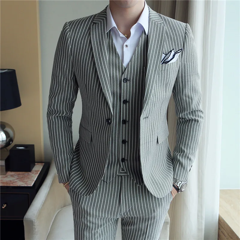 5 colors Elegant Stripe Suit Terno Costume Homme Luxe Tuxedo Suit Formal Smoking Uomo Party Weddin Slim Fit Banquet Suit Men
5 colors Elegant Stripe Suit Terno Costume Homme Luxe Tuxedo Suit Formal Smoking Uomo Party Weddin Slim Fit Banquet Suit Men