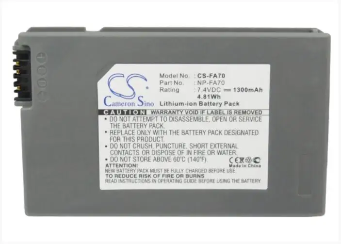 

Cameron Sino 1300mAh battery for SONY DCR-DVD7 DCR-DVD7E DCR-HC90 DCR-HC90E DCR-HC90ES DCR-PC1000 NP-FA70 Camera Battery