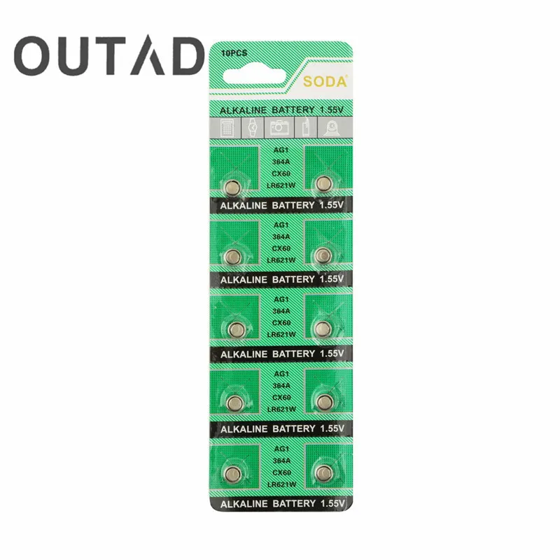 Цифровые часы OUTAD аккумуляторы AG1 364 SR621SW TR621SW CX60 621 SR60 LR60 аккумулятор большой