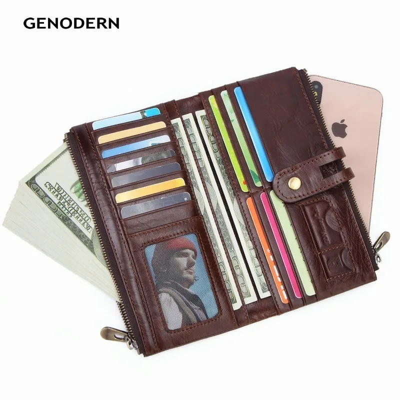 GENODERN New Men Long Wallet Genuine Leather Male Purse Clutch Wallet For Phone High Quality Card Holder Zipper Money Bag
GENODERN New Men Long Wallet Genuine Leather Male Purse Clutch Wallet For Phone High Quality Card Holder Zipper Money Bag