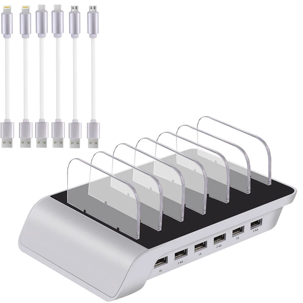 USB Charging station 6 Port with 6 cables 5V10.2A Universal USB Charger Station Stand Holder Desktop Charger for Mobile Phone
USB Charging station 6 Port with 6 cables 5V10.2A Universal USB Charger Station Stand Holder Desktop Charger for Mobile Phone