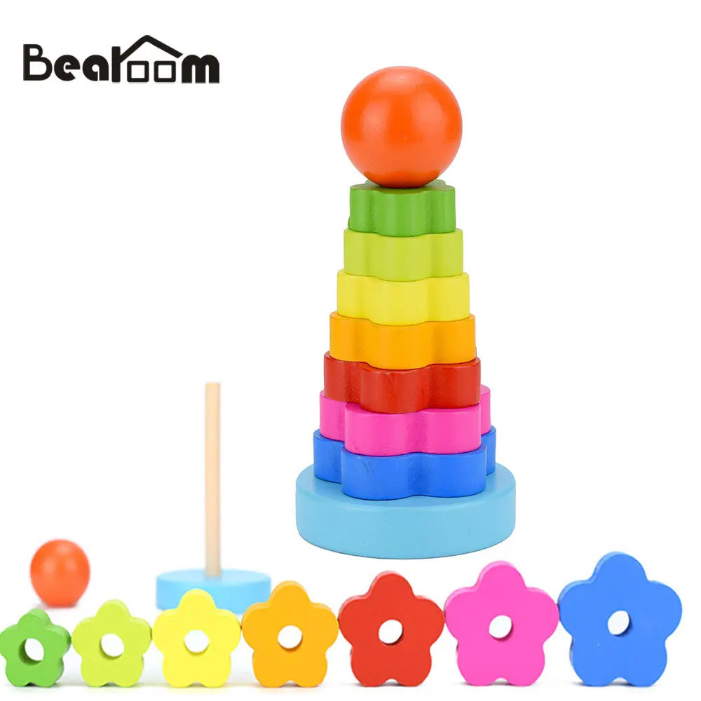 Bearoom деревянные игрушки-головоломки Радуга стековая башня Обучение Образование