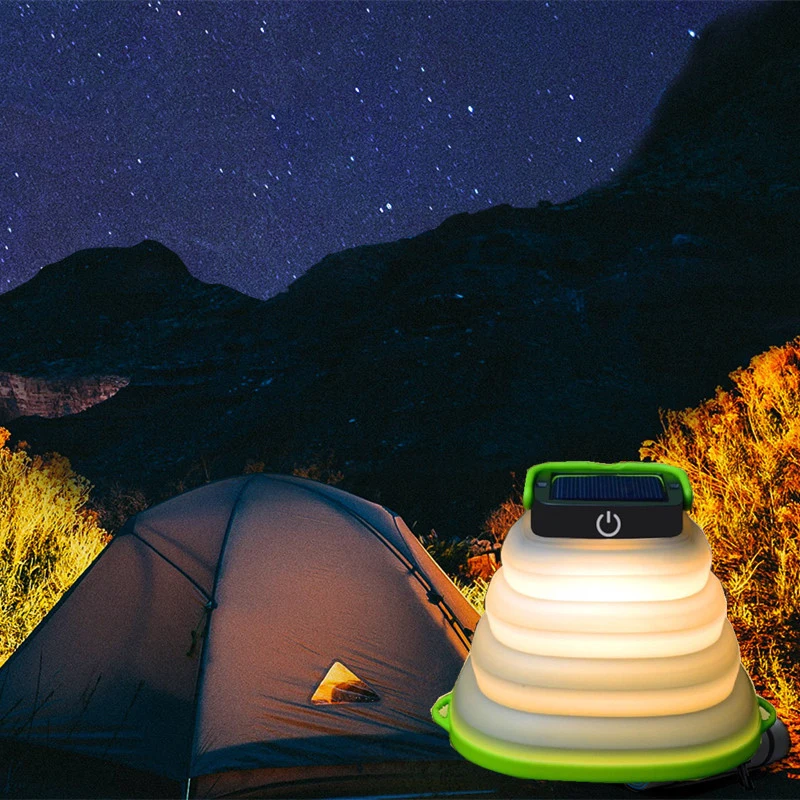 Solar Powered Camping Light Lantern LED Tent Hanging Flashlight Waterproof Collapsible Lamp Work Table Lamps | Лампы и освещение