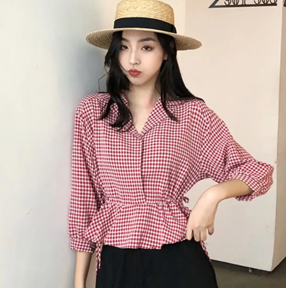 2019 women tops and blouse Summer elegant ruffle button plaid shirt female Casual office work blouse korean clothes blusas
2019 women tops and blouse Summer elegant ruffle button plaid shirt female Casual office work blouse korean clothes blusas