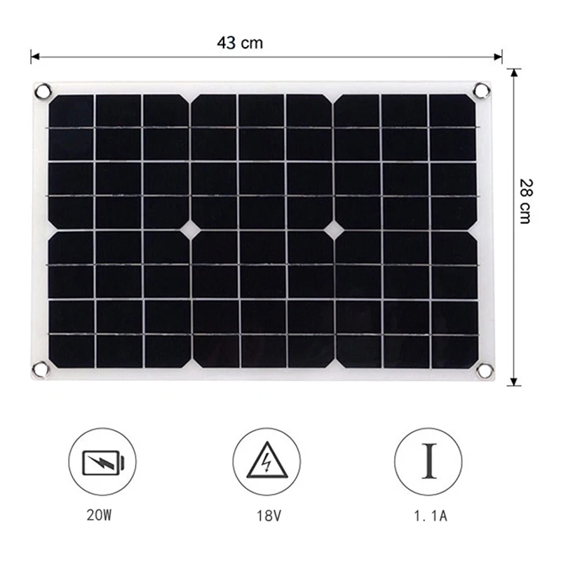 20W 18V Mono Solar Panels Battery Charger Trickle For Phone Car | Электроника