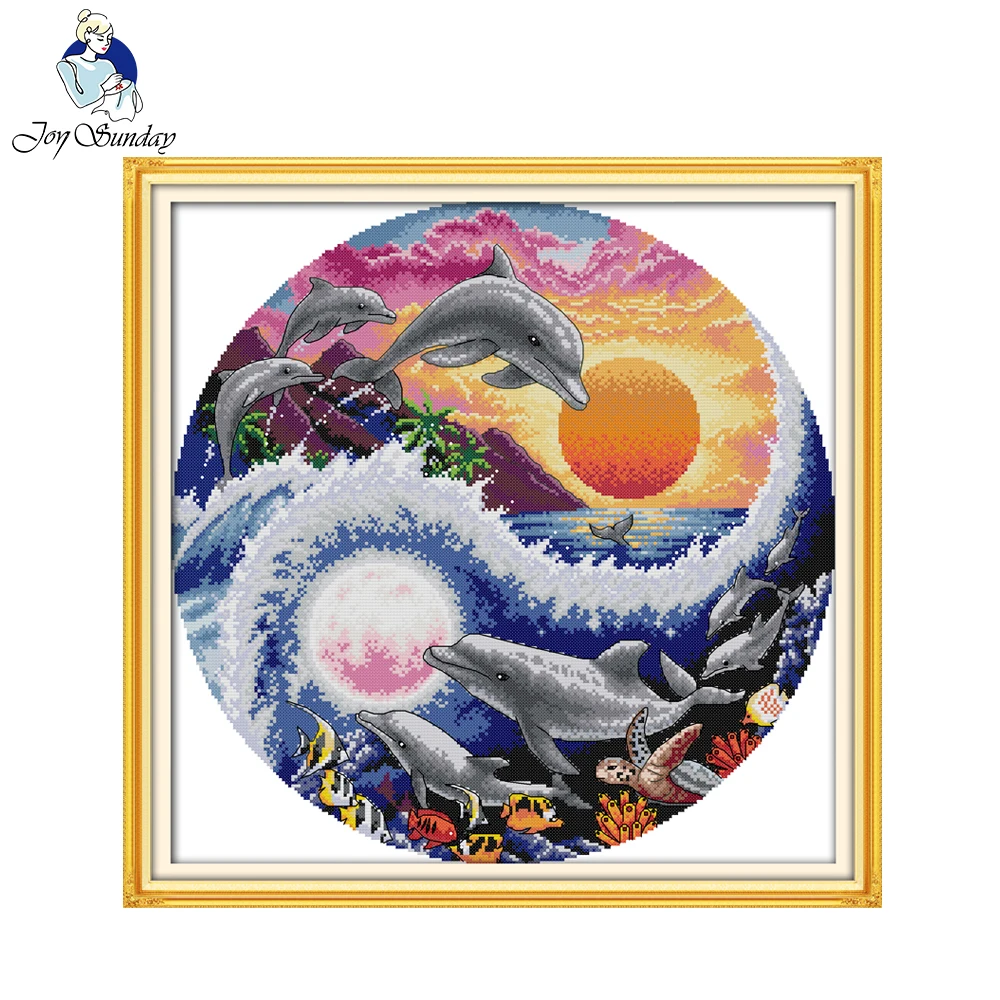 Joy sunday animal style Sun moon and dolphins modern christian cross stitch pattern kits craft gift for beginners
Joy sunday animal style Sun moon and dolphins modern christian cross stitch pattern kits craft gift for beginners