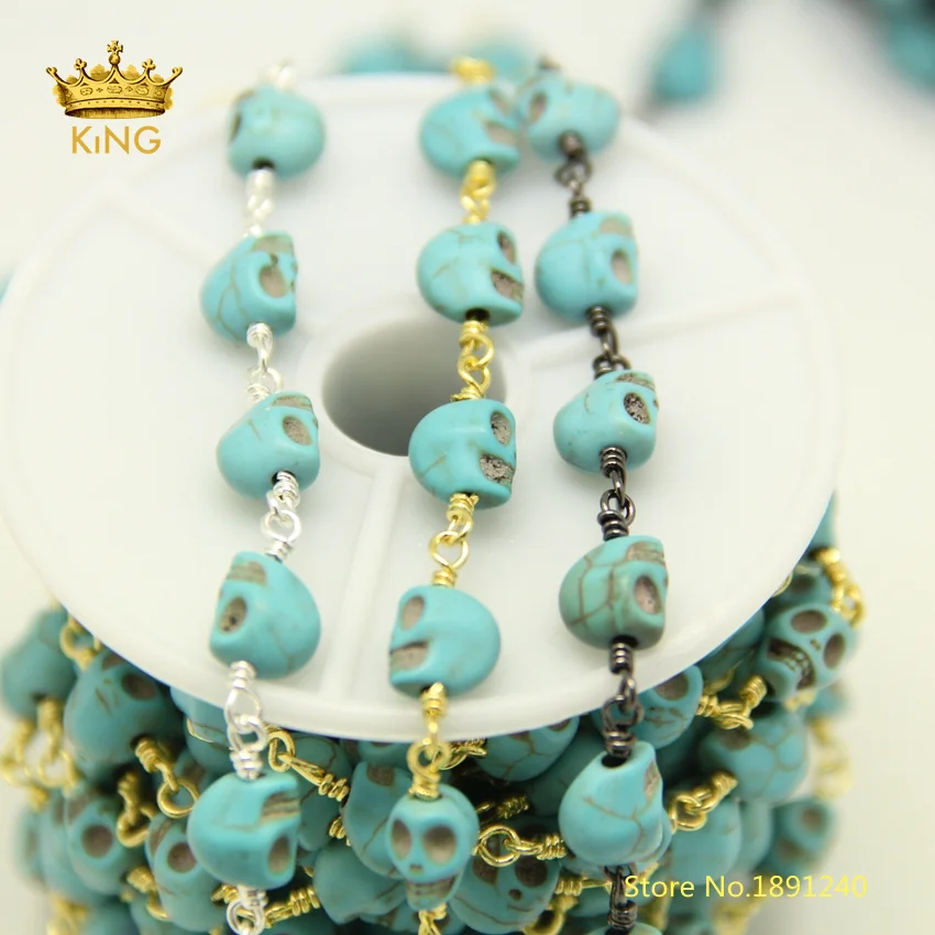 5meter Turquoises Blue Skull Head Rosary Chains,Wire Wrapped 6x8mm Skull Howlite Magnesite Loose Beads Fashion Findings ZJ220
5meter Turquoises Blue Skull Head Rosary Chains,Wire Wrapped 6x8mm Skull Howlite Magnesite Loose Beads Fashion Findings ZJ220