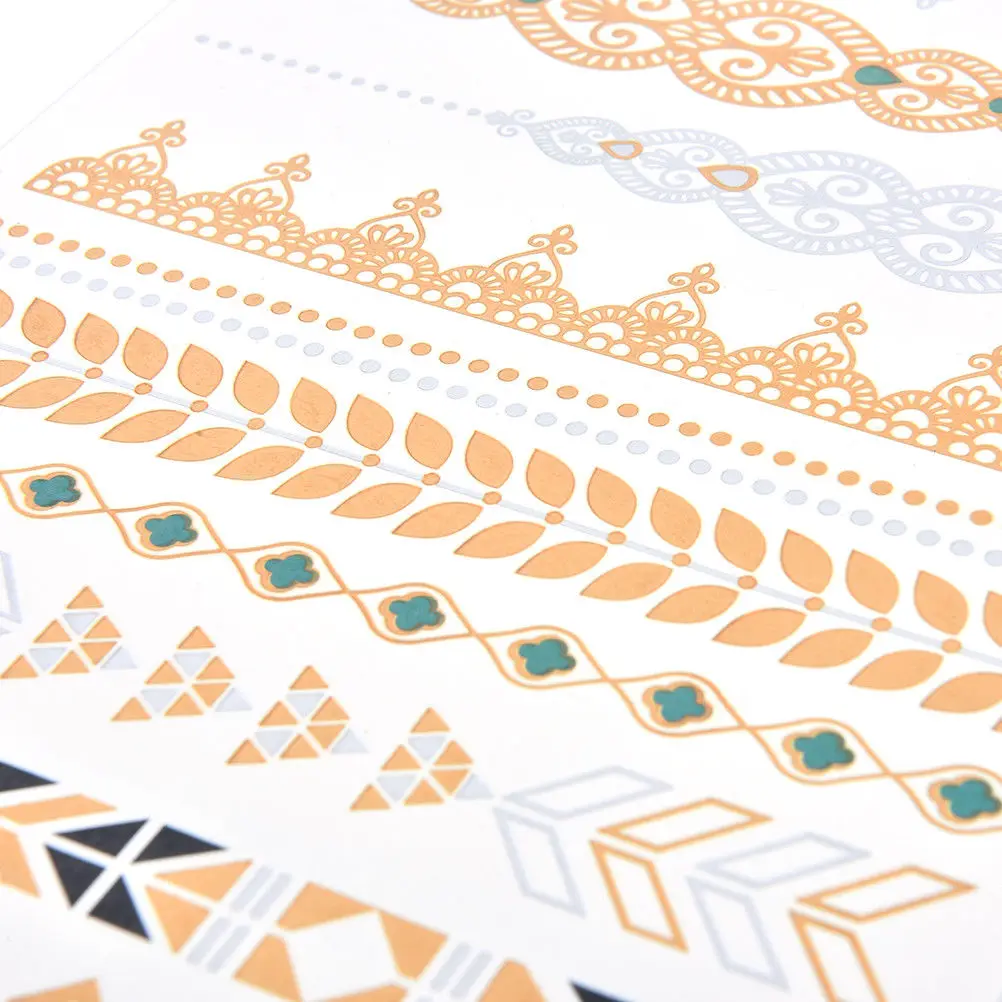 1Pc Flash Metallic Waterproof Temporary Tattoo Tatoo Women Henna Flower Taty Design Tattoo Sticker Gold Silver
1Pc Flash Metallic Waterproof Temporary Tattoo Tatoo Women Henna Flower Taty Design Tattoo Sticker Gold Silver