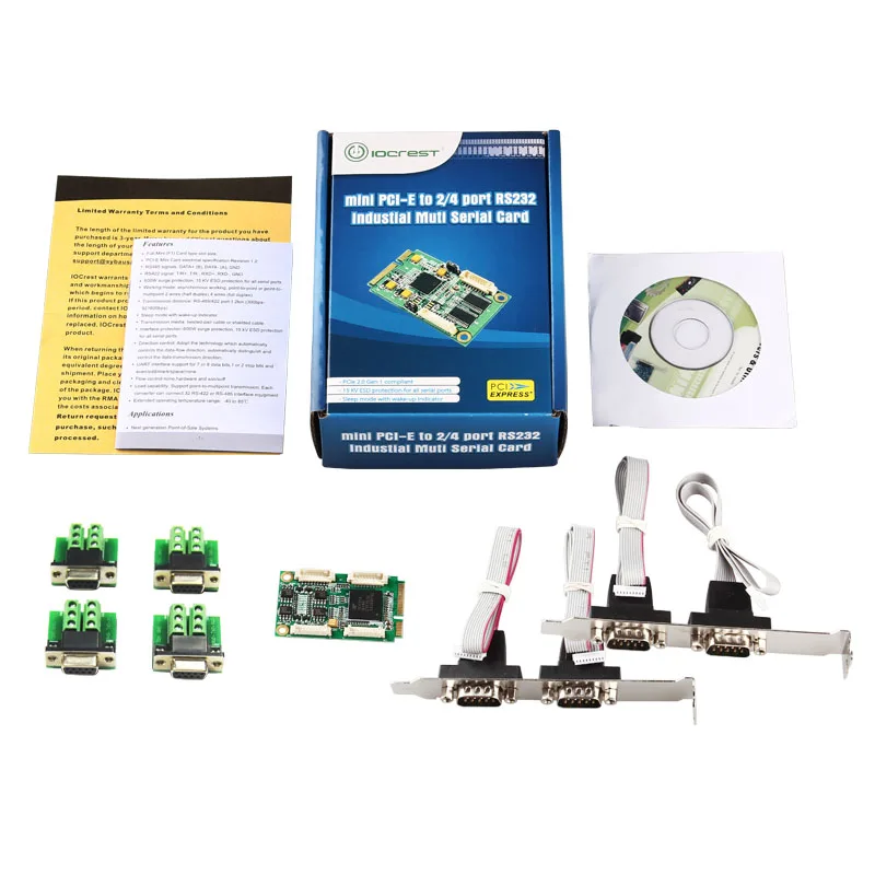 High Speed Mini PCI-Express Turn 4 Ports RS422 RS485 Industrial Serial Port Card
High Speed Mini PCI-Express Turn 4 Ports RS422 RS485 Industrial Serial Port Card