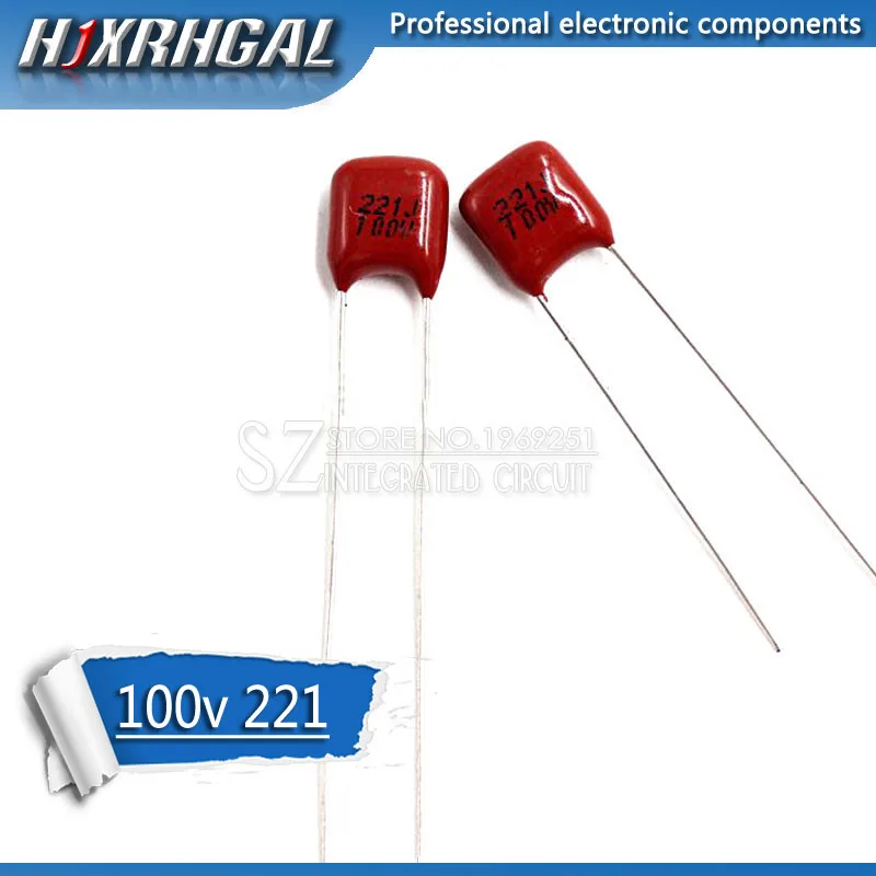 20 шт. 100V221J 220PF 5% шаг 5 мм 220P 221 100 в CBB полипропиленовый пленочный конденсатор