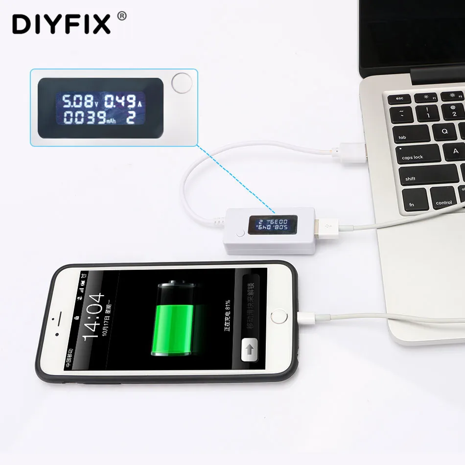 Портативный мини-тестер DIYFIX для телефона USB ЖК-экран измеритель напряжения и тока