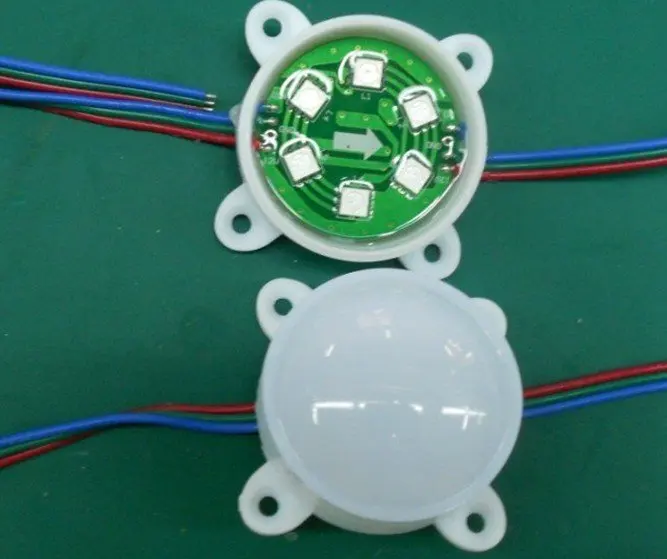 DC12V WS2811 pixel module, with 6pcs 5050 RGB SMD LED,45mm diameter,20pcs a string;256 gray scale
DC12V WS2811 pixel module, with 6pcs 5050 RGB SMD LED,45mm diameter,20pcs a string;256 gray scale