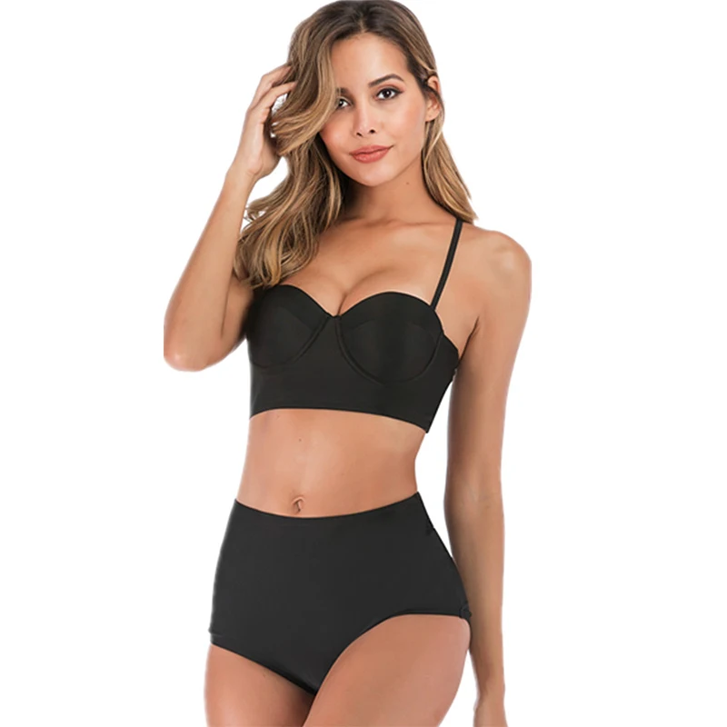 New Sexy Solid Black Color Bikini Women Swimsuit Backless Bathing Suit S-2XL High Waist Swimwear Push Up Padded Bikini Set
New Sexy Solid Black Color Bikini Women Swimsuit Backless Bathing Suit S-2XL High Waist Swimwear Push Up Padded Bikini Set