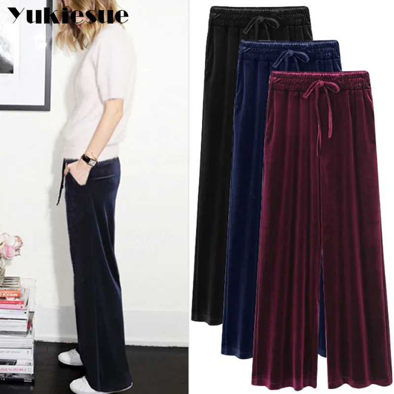 Velvet Palazzo Wide Leg Pants Women High Waist elastic drawstring female Loose Trousers Famale Autumn Winter Clothing 5XL 6XL
Velvet Palazzo Wide Leg Pants Women High Waist elastic drawstring female Loose Trousers Famale Autumn Winter Clothing 5XL 6XL