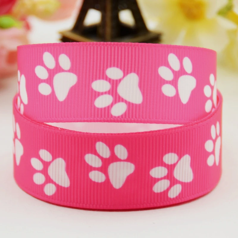 

7/8'' 22mm,1" 25mm,1-1/2" 38mm,3" 75mm Dog paw Cartoon Character printed Grosgrain Ribbon party decoration X-01183 10 Yards