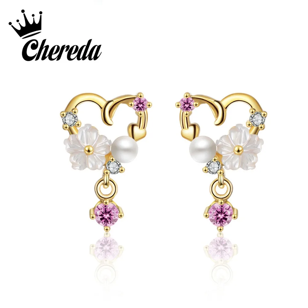 Chereda Gold Charm Heart Stud Earring White Flower Women Earrings Fashion Jewelry Oorbellen
Chereda Gold Charm Heart Stud Earring White Flower Women Earrings Fashion Jewelry Oorbellen