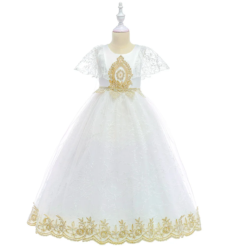 Flower Girls Dresses Kids Satin Bodice Long Tulle Dress with Applique and Cape Formal Girls Evening Dress
Flower Girls Dresses Kids Satin Bodice Long Tulle Dress with Applique and Cape Formal Girls Evening Dress