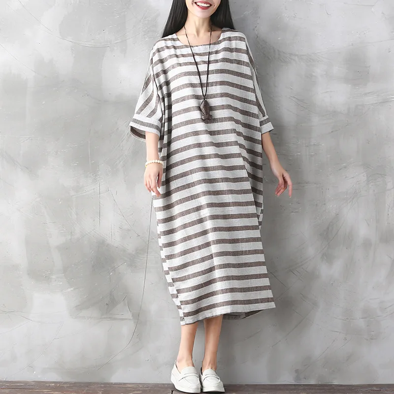 Women Striped Dress Plus Size Women Clothes 2017 Spring Casual Cotton Linen O-Neck Half Sleeve Loose Vintage Dresses
Women Striped Dress Plus Size Women Clothes 2017 Spring Casual Cotton Linen O-Neck Half Sleeve Loose Vintage Dresses