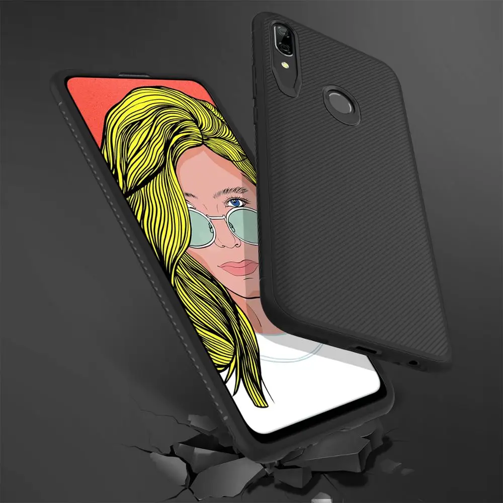 Чехол для Huawei Y9 Prime 2019 Lenuo Le-Shen II противоударный мягкий ТПУ/углеродное волокно