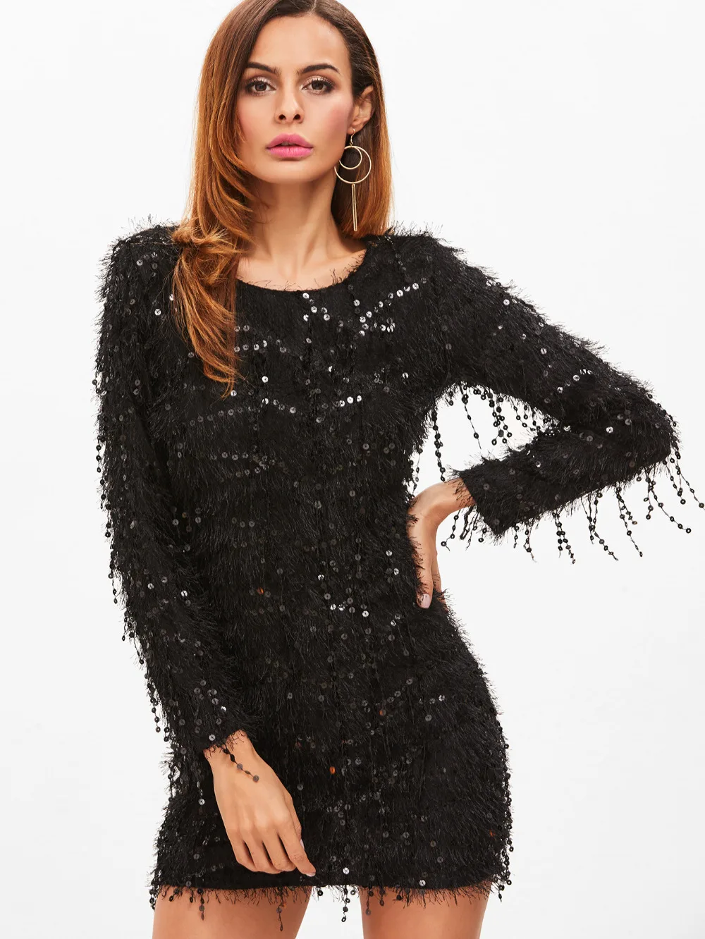 Woman Black Dress Winter Autumn Long Sleeves O-Neck Glitter Sequin Knitdress Cherrykeke Dresses Ropa Mujer
Woman Black Dress Winter Autumn Long Sleeves O-Neck Glitter Sequin Knitdress Cherrykeke Dresses Ropa Mujer